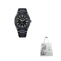 Citizen Attesa 100m atsparumo vandeniui, saulės energija maitinamas, kvarcinis mechanizmas, titano dirželis, laikrodis 39mm CB3046-76E Black Dial gray