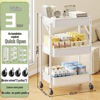 Folding Movable Storage Trolley Rack for Living Room and Snacks