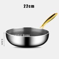 316 Sturdy Stainless Steel Wok Deep Frying Pan Nonstick Cooking Fried Steak Gas Stove Pot Induction General Home Kitchen Area Cooking Space Cookwar