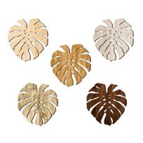 5Pcs Tropical Leaf Coasters Wooden Drink Mats for Kitchen Bar Table Protection Monstera Shape Heat-Resistant Mat Rustic Home Decor Holiday Party 5pcs