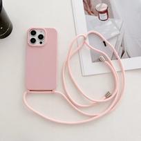 Simple Lanyard Case For iPhone 17 16 Pro Max 11 12 13 14 15 Plus Shockproof Crossbody Cord Strap Soft TPU Back Candy Thin Cover for iPhone 17 gray