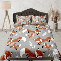 Nordic Fox Duvet Cover Set, Kids Room Bedding, Boys Dorm Bed Set, Scandi Home Bedspread, Any Size Doona Cover, Animal Print Quilt Cover Set 135x200cm