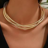 Multi Layer Metal Coil Necklace Adjustable Length Flexible Design Lightweight Durable Construction Suitable for Various Neck Sizes One Size auksas