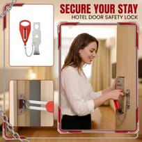 Portable Door Lock Security Device for Hotel Rooms Travel Use Easy Installation Metal Construction Compact Design for Added Door Safety One Size raudona