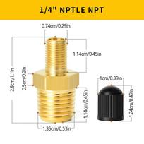 2 vnt. žalvarinis oro pripūtimo adapteris su vidiniu vožtuvo kotu 1/4  NPT (M) Standartiniam Schrader ventiliui (M) Padangų pripūtimo jungtis yellow