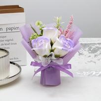 Finished Fake Flower Soap Rose Flower Bouquet Good Wishes Forever Gift Graduation Bouquet Artificial Rose Flower Bouquet violetinė