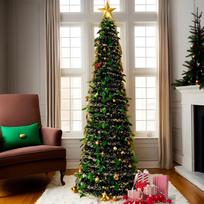 Scalable Christmas Tree 5 Ft Festival Ornament Faux Foldable Christmas Tree For Winter Holiday Season Decor Indoor Porch Yard 1.5m