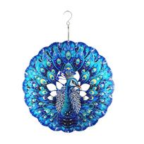 Stainless Steel 3D Visual Mandala Wind Spinner Hanging Ornament Outdoor Garden Yard Decoration Peacock Design with Hook One Size