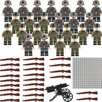 MOC Military Building Blocks Set WWII German & American Soldier Minifigures Small Bricks Compatible with LEGO Creative Toy for Kids