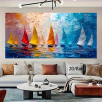 1pc Vibrant Impressionist Sailboat Canvas Art - Frameless Modern Wall Decor, Colorful Seaside Scene for Living Room & Bedroom, C (as the picture,50x100cm No Frame)