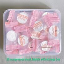 500 vnt. suspaustų medvilninių veido kaukių rinkinys - Drėkinančios vienkartinės kaukės SPA ir grožio salonams 100 candy pieces with storage box white