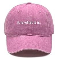 1pc Classic Washed  it Is What It Is.  Print Baseball Caps for Women Summer Adjustable Snapback Dad Cap Slouchy Trendy Sun Hats Adjustable rožinė