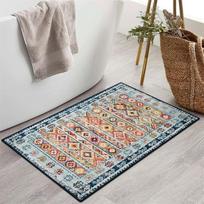 Bohemian Area Rug Washable Entryway Colorful Non-Slip Door Mat, Low-Pile Kitchen Moroccan Trellis Indoor Floor Throw Carpet for Laundry Bathroom 40*60cm