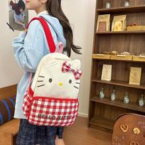 Sweet bow milk tea color backpack large capacity versatile cute cartoon schoolbag casual light backpack one size fits all raudona