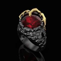 Chenrui Gothic Punk Ruby Dragon Men's Gold Two-Tone Ring Size 11