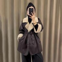 Today's fashion casual lamb wool coat women's winter high sense retro thickened warm coat tide S beige