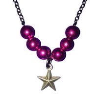 Star Choker Necklace with Red Beads Pentagram Cord Chain Necklaces Handmade Choker Jewelry Gift for Women Girl Teen 1