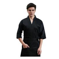 Chef Uniform with Apron Adjustable Waist Strap Unisex V-Neck Crossover Style Chef Jacket Professional Kitchen M juoda