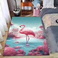 Pink Flamingo Pattern Rug for Home Decor Suitable for use as an anti-slip game mat for living room and bedroom sofas 40x60cm( 15x23in )