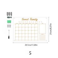 3D akrilinė savaitės planavimo ir užrašų lenta - daugkartinio naudojimo skaidrus plexiglass ekranas 4 Pins + 1 Whiteboard Pen gray