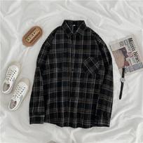Spring and Autumn Women Shirts Baggy Plaid Long Sleeve Chic Simple Casual Females Tops All-match Streetwear Retro Top S juoda