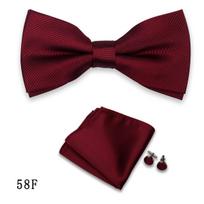 Men's Wine Red Bow Tie, Cufflinks, and Pocket Square Set – Korean Style Wedding & Business Fashion