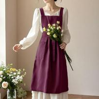 Waterproof Home Cleaning Apron European Style Painting Aprons New Kitchen Apron  for Girls raudona
