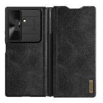 NILLKIN Premium odinis dėklas Samsung Galaxy Z Fold 7 5G – Slankioji kameros apsauga ir S-Pen laikiklis, Prabangus viso kūno apsauginis dangtelis For Galaxy Z Fold 7 juoda