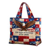 USA 250th Anniversary Tote Bag, Independence Day Handbag, Red White Blue Grocery Bag, Reusable Patriotic Bag for 4th Of July Gifts L I