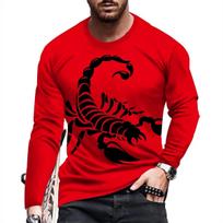 Scorpion 3D Print Long Sleeve Round-Neck Fashion Animal Pattern Men's T-Shirts Streetwear Pullovers Tops Loose Casual Man Tees S