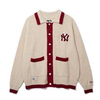 New Era MLB New York Yankees Retro Sports Field Series Drop Shoulder Loose Fit Letter Jacquard Casual Knit Sweater Unisex sweater Beige 14450553 S