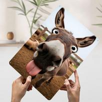 Funny Donkey CloseUp With Googly Eyes Poster Customized Vintage Metal Signs Wall Art Retro Tin Plaque for Room Decoration House 20x30cm（7.8x11.8inch）