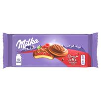 Milka Choco Jaffa biskvitiniai pyragaičiai su aviečių želė, padengti pieniniu šokoladu 147 g