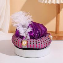 Performance Props Sultan Turban Hats Headpiece Arab Headwear Party Hat Indian Cap  Men and Women violetinė