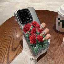 Rožės Gėlės Dėklas iPhone 16 Pro Max Samsung A55 A35 S24 FE Xiaomi Redmi Note 13 Pro 14C Huawei Honor 200 Smūgiams Atsparus Telefono Bamperis Apsauga nuo Įbrėžimų Samsung A54 5G