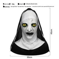 White-Eyed Nun Hood Halloween Mask: Horror Cosplay Ghost Face gray