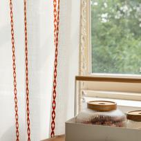 Embroidered Stripes White Partition Bedroom Decoration Bohemian Semi-Blackout Finished Curtains Height 45 * Width 132cm