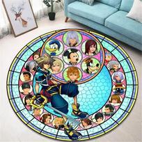 Playful Game K-Kingdom Hearts Themed Round Rug for Gaming Room Living Room Bedroom Fun Retro Gamer Decor Floor Mat Swivel Chair 40X40cm