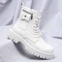 Fashion Genuine Leather British Style Thick Soled Boots Quality Wear-resistant Rubber Soles Ankle Shoes Men Comfortable Motorcycle Boots 38 balta