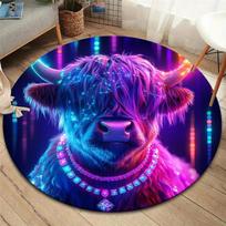 Highland cattleRound Area Rug,Carpet Rug for Living Room Bedroom Sofa Playroom Decor,Non-slip Floor Mat 80cmx80cm