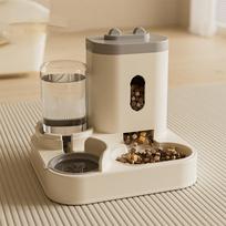 Automatic Pet Feeder & Water Dispenser for Cats Dogs - Smart Food Feeding Station, Automatic Waterer, Pet Supplies pilka spalva