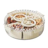 Refrigerator Storage Box with 6/7 Dividers Sealing Lid 360-Degree Rotating Tray Vegetables Shrimp Cocktails Party Appetizers Organizer C
