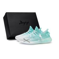 Adidas Originals Yeezy Boost 350 V2 Low top Casual Shoes Unisex White Cyan HQ6316(Team80-S-BOX) 44⅔ white