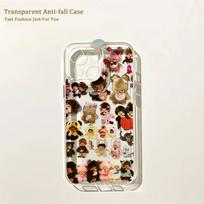 Cute Monchhichis Ins Phone Case For iPhone 17 16 16e 15 14 13 12 11 Mini Pro Max X XR XSMax 7 8 Air Plus Transparent Back Cover iPhone 17 Air gray