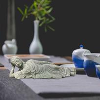 Reclining Buddha Statue Ornament for Indoor Outdoor Meditation Balcony gray