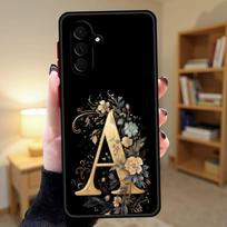 Individualizuotos raidės Juodas minkštas telefono dėklas, skirtas Samsung Galaxy A26 A25 A34 A23 A35 A17 A32 A24 A53 A54 A36 A16 A55 A56 A52 Galaxy A03 Core