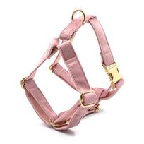 Mihala Boss Luxury Pink Velvet Dog Harness with Gold Buckle Medium (M)