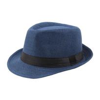 Fedora skrybėlė plataus krašto apsauga nuo saulės vienspalvė Panama Cap Boater vasaros paplūdimio kepurė nuo saulės atostogoms mėlyna