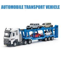 Alloy Double Deck Flatbed Trailer Model Diecast Metal Heavy Semi Automobile Trailer Transport Vehicle Truck Car Model Kids Gifts