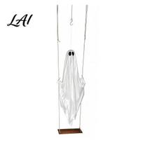 Patio Tree Hanging Decor Swinging Ghost Halloween Decoration LED Light Up Large Spooky Yard Ornaments with Remote Control for Outside Garden 120cm Without Light